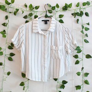 Forever 21 Striped Short Sleeve Button Up